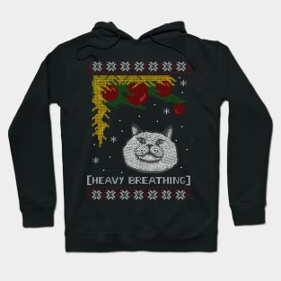 heavy breathing - cat ugly christmas sweater Hoodie